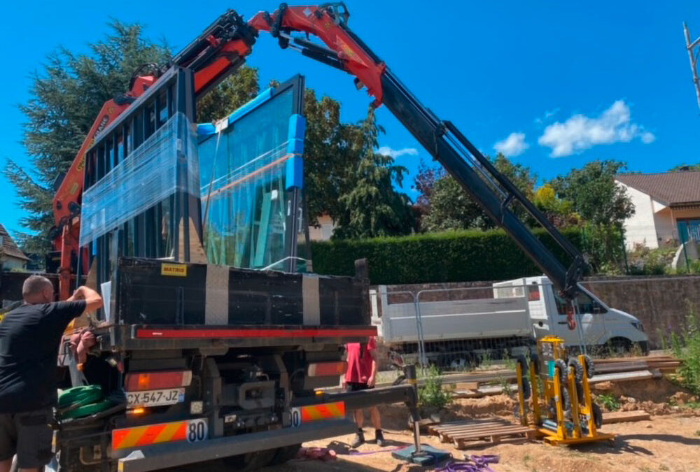 Rénovation complète menuiseries – Baie vitrée XXL mixte bois aluminium